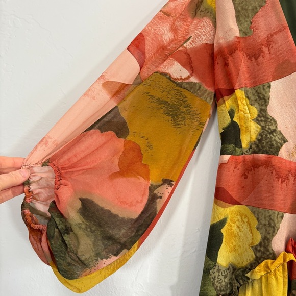 Anthropologie Hutch Floral Geo Wrap Maxi Dress Women Size XS High Low - Picture 5 of 12